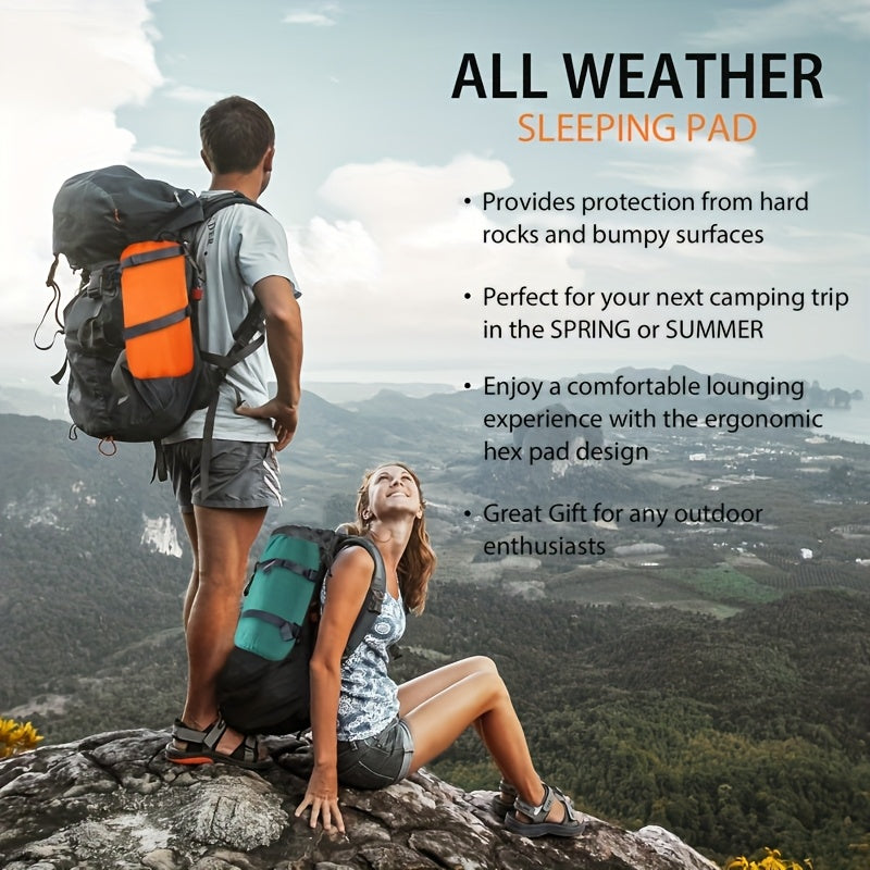 Self-Inflating Sleeping Pad, Ultralight Nylon TPU Camping Mat, Built-In Pump, Single & Double Person Options, Compact Portable Sleeping Mat for Camping, Hiking, Backpacking, Travel, and Picnics, Orange & Blue