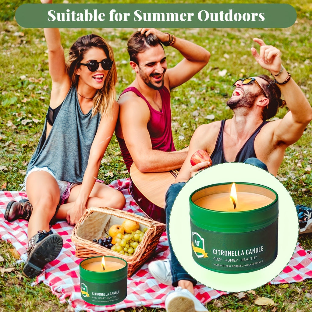 Citronella Candles Outdoor 6-Pack, 4.4oz Each, 150-Hour Burn Time, Natural Mosquito Repellent for Patio, Camping, BBQ, Garden, Yard, Party, Deck, Lanai, Home Decor Gift