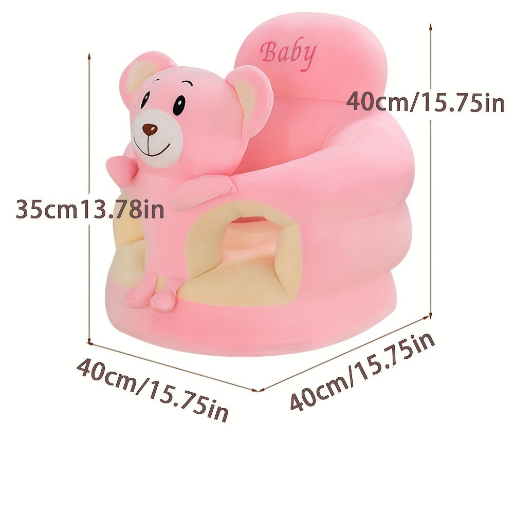 Baby Sit-Me-Up Floor Seat, Cute Plush Infant Sitting Support Chair for Learning to Sit & Feeding, Comfortable Baby Sofa Floor Seat for Babies 4+ Months, Machine Washable, Green & Rose