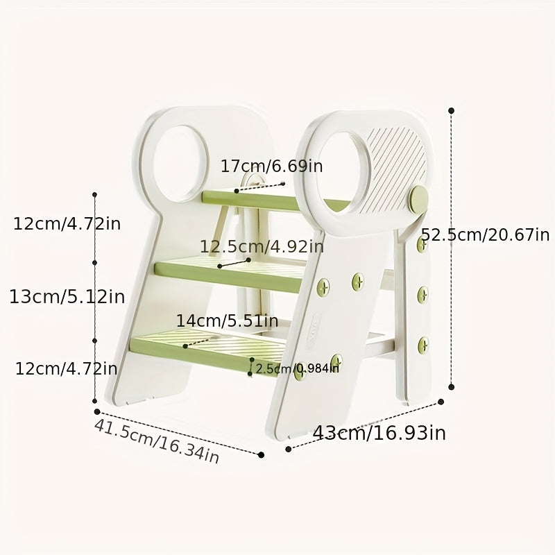 Kids Step Stool 3-Step Adjustable with Handles – Non-Slip Toddler Toilet Potty Training Step Stool Learning Tower for Bathroom Sink Kitchen Counter