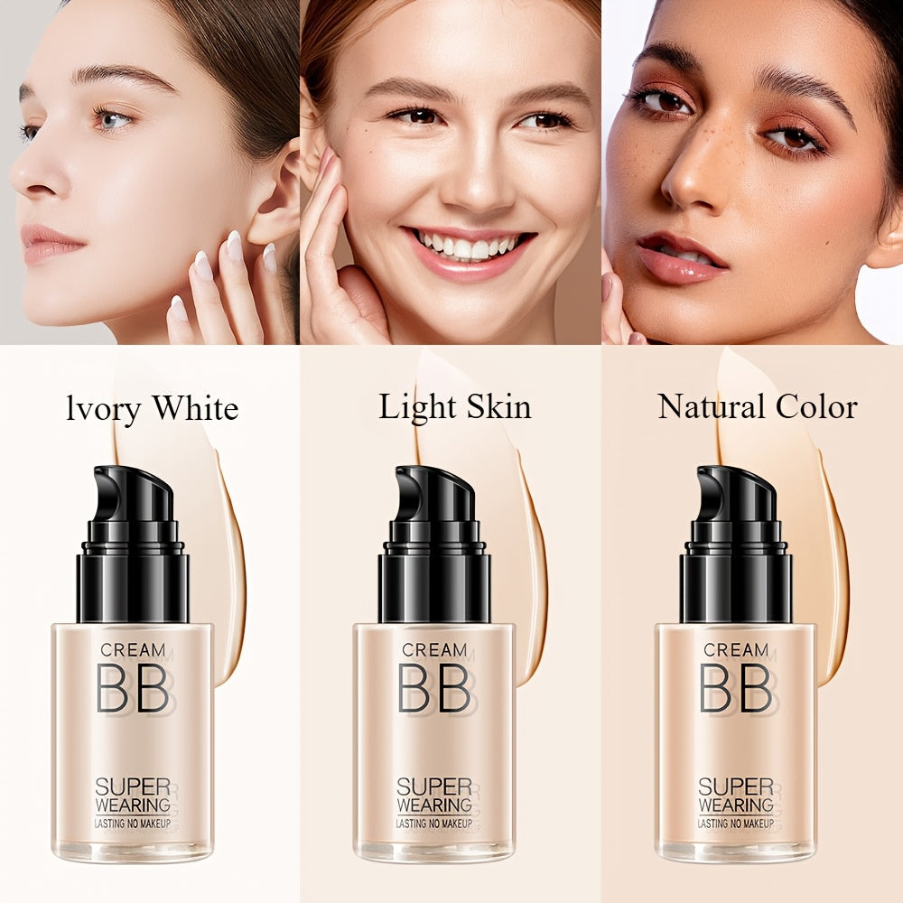 Flawless BB Cream Foundation - Moisturizing, Primer & Concealer - Super Long-Lasting, Perfect Coverage & Natural Look - Ivory White, Light Skin & Natural Color