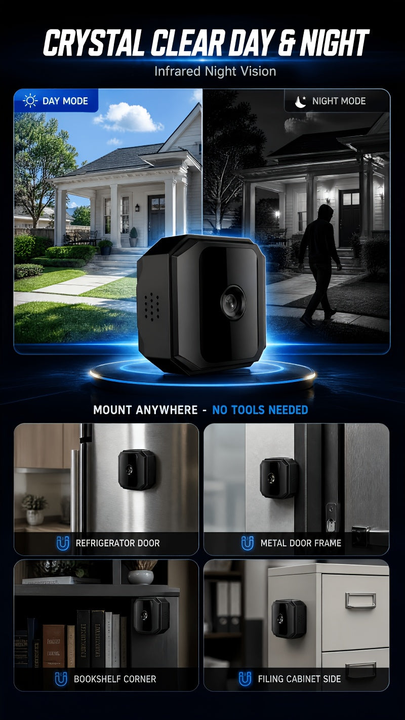 Wireless Security Camera with Built-In AP Hotspot, No Internet Required, Infrared Night Vision, Two-Way Audio, Motion Detection, Real-Time Home/Pet Monitoring, Black/White, 1/2/3/4 Pack