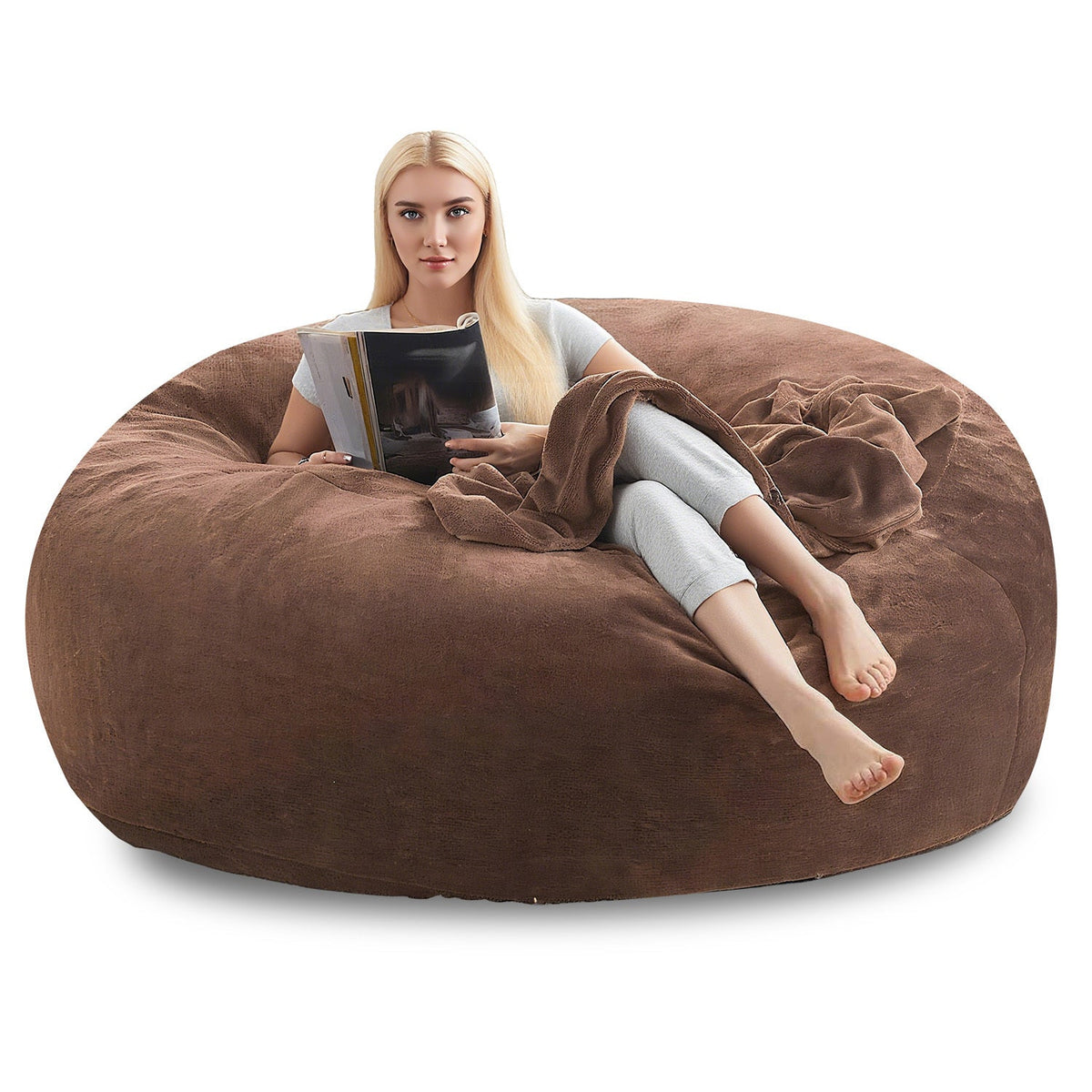 Oversized Bean Bag Chair 4ft 5ft 6ft Memory Foam Filled Micro Velvet Cover Sofa Bed Lounger No Assembly for Living Room Bedroom Adults – 7 Colors