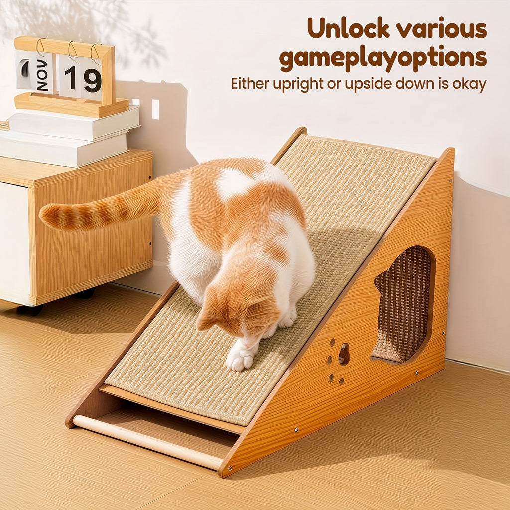 27-Inch Sisal Cat Scratching Board – Multi-Functional Wear-Resistant Cat Claw Pad Furniture Protector with 3 Teaser Balls, Easy to Install, Indoor Cat Scratching Pad