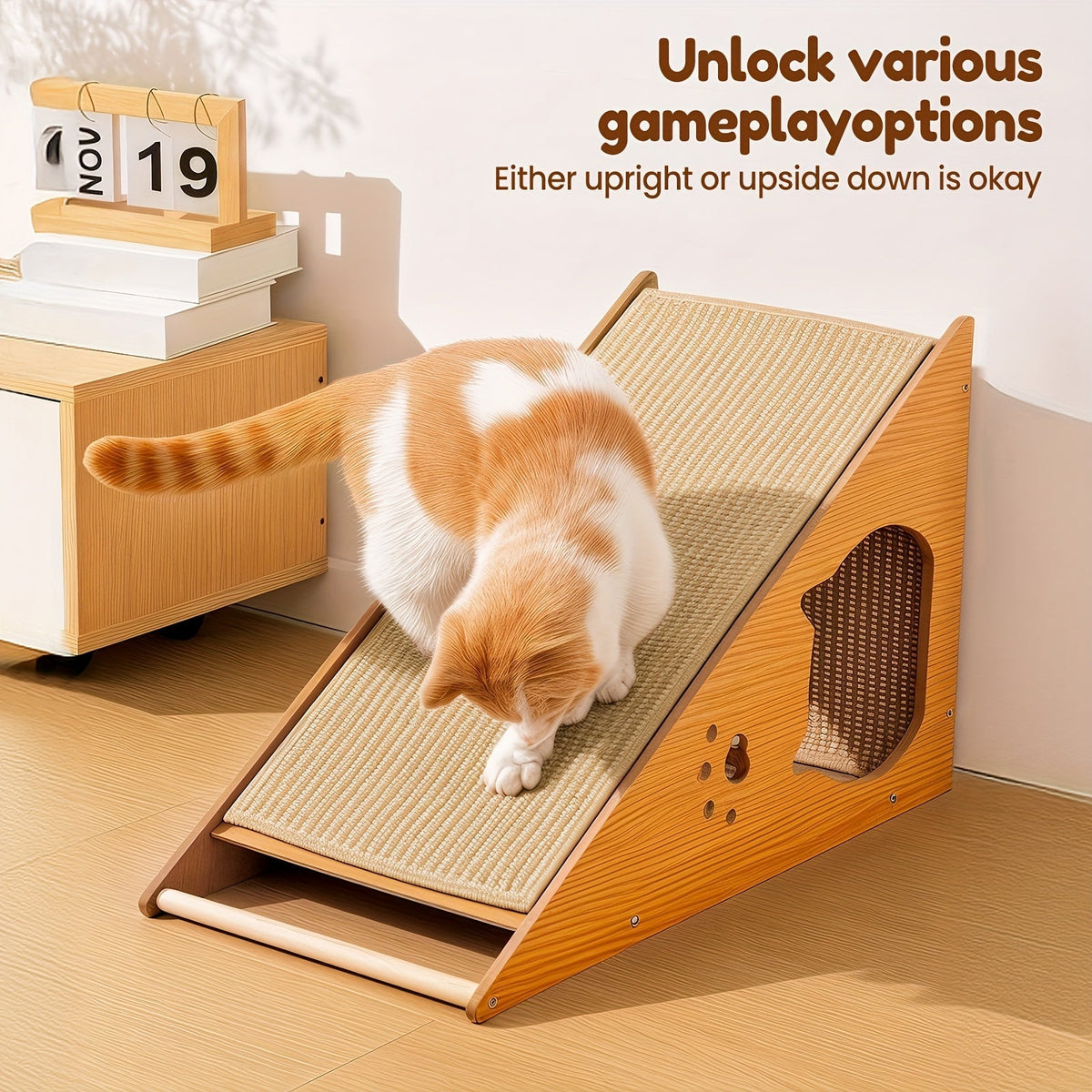 27-Inch Sisal Cat Scratching Board – Multi-Functional Wear-Resistant Cat Claw Pad Furniture Protector with 3 Teaser Balls, Easy to Install, Indoor Cat Scratching Pad