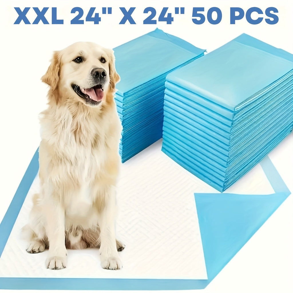 Ultra Absorbent Dog Potty Pads – 300% Thicker Leak-Proof Backing, 28"x34" & 24"x24" Sizes, 50-200 Pads Bulk Pack, for Home, Travel & Camping, Ideal for Active Dogs & Puppies