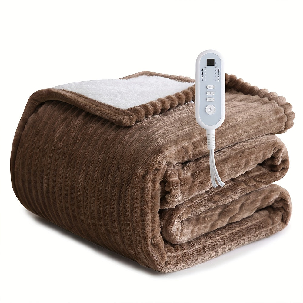Electric Heated Blanket, Flannel, Extra Large, 8 Temperature Levels, 10-Hour Auto-Off, PTC+NTC Overheat Protection, Machine Washable – Available in Throw, Twin, Full, Queen, and King Sizes