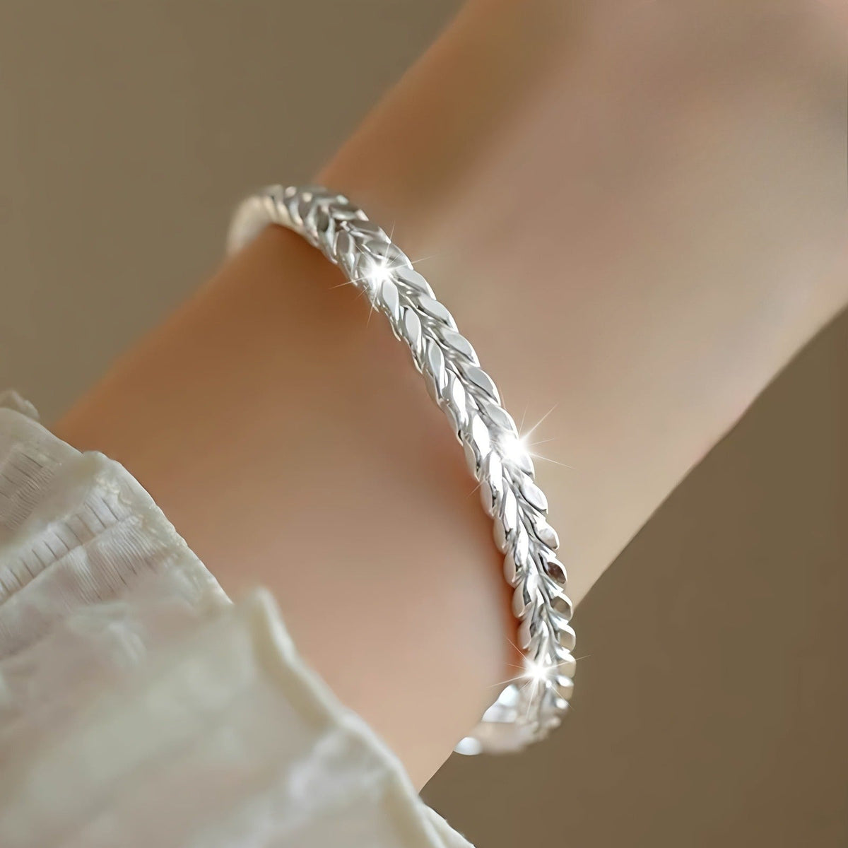 999 Sterling Silver Bohemian Wheat Chain Bracelet for Women – Adjustable No-Plating Pure Silver Bracelet, Elegant Daily Wear Jewelry Gift for Anniversary, Valentine’s Day, and Birthday