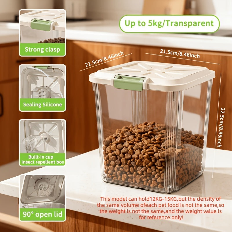 Airtight Pet Food Storage Container with Wheels, Locking Lid, Built-in Scoop, Moisture-Proof Dog and Cat Food Bin for Kitchen Pantry, 11/22/38/55 lbs Dry Food Storage