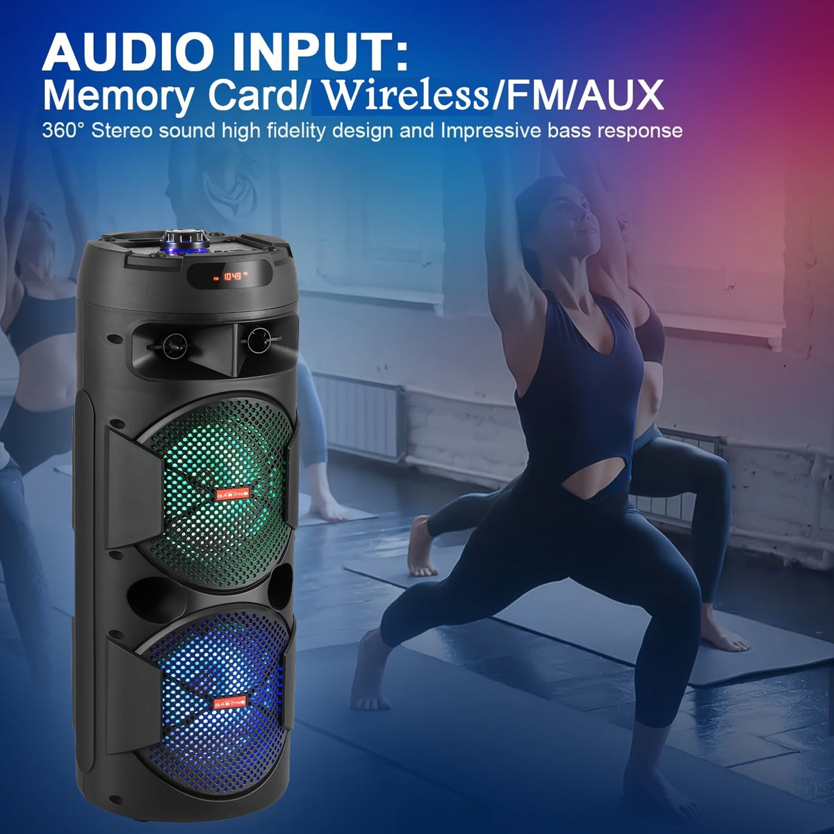 Portable Bluetooth PA Speaker with Dual 8" Woofers, Karaoke System with Wired Microphone & Remote Control, Rechargeable Battery, MP3/USB/SD/AUX/FM, LED Battery Indicator, Heavy Bass Sound