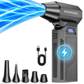 110,000 RPM Cordless Turbo Electric Air Duster – 4-Speed Smart Display 5 Nozzles & High-Capacity Battery for Computer Keyboard Car & Outdoor Cleaning in Black (with Optional Cleaning Kit)