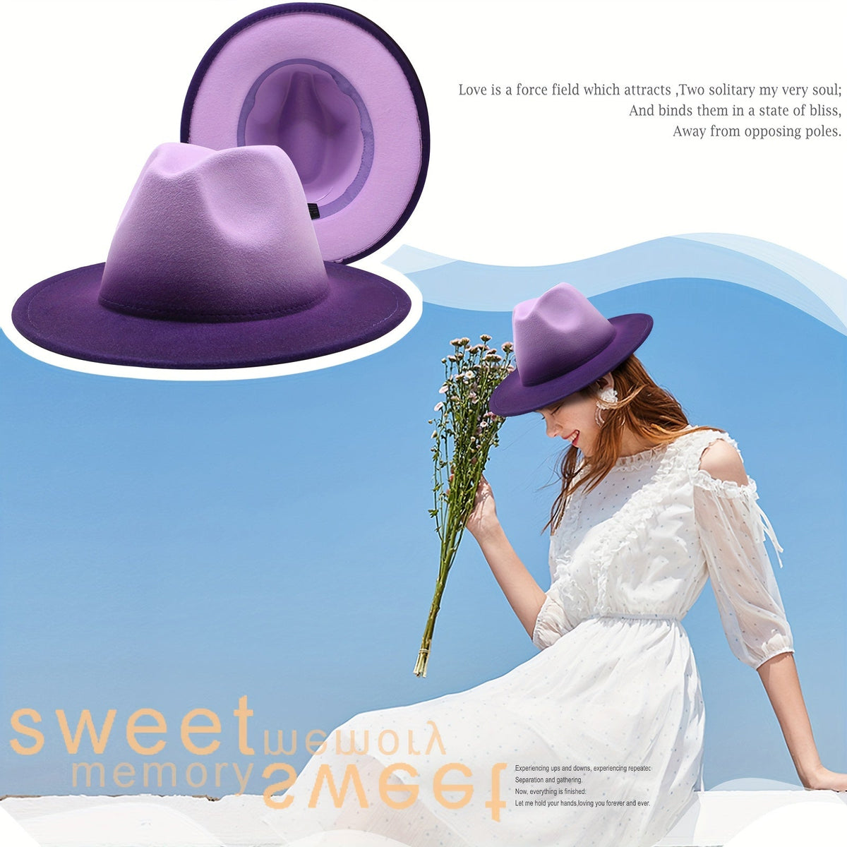 Wide Brim Fedora Hat for Women and Men, Two-Tone Gradient Jazz Panama Cap, Unisex Classic Fashion Hat, Multiple Colors