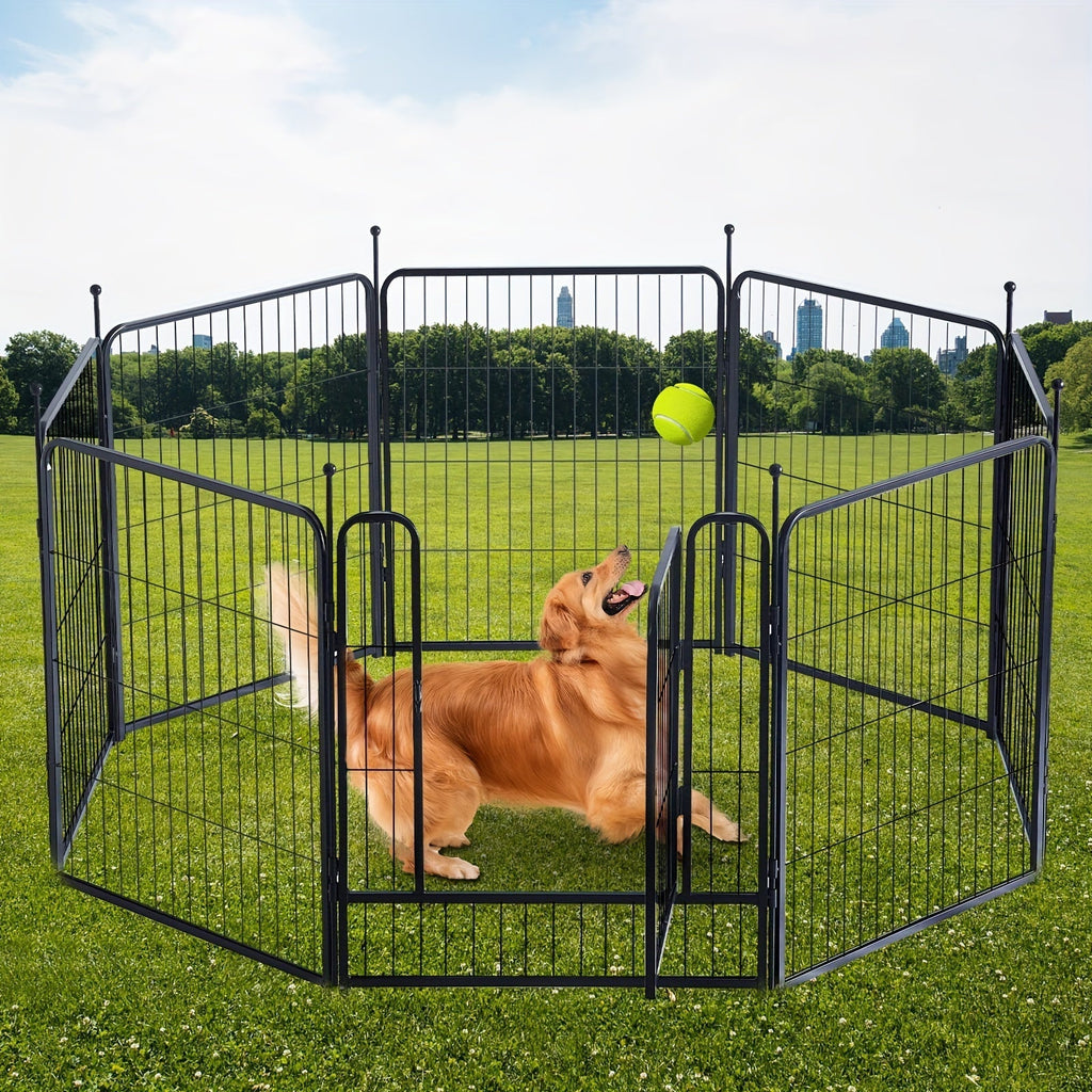 Outdoor Dog Playpen, 8-Panel, 32-Inch, Hammered Finish – Pre-Assembled Garden Dog Enclosure for Small to Medium Dogs, Yard Fence Barrier, Expandable Animal Pen