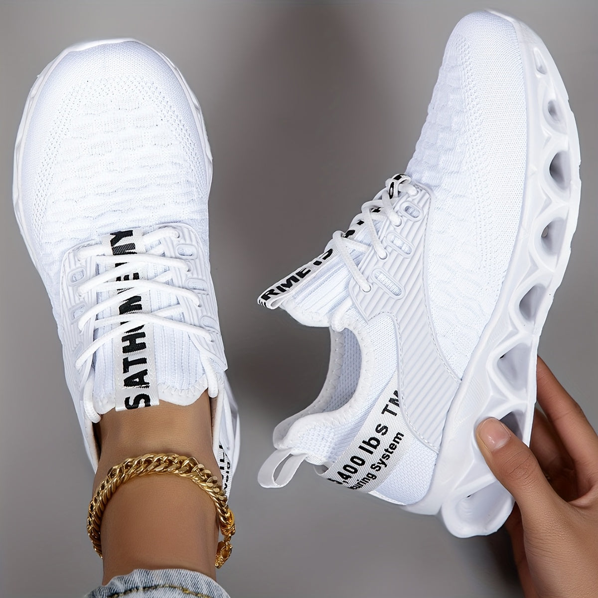 Women's Lightweight Breathable Mesh Thick-Sole Lace-Up Sneakers - Slip-On Casual Walking, Running, and Tennis Shoes, Available in 7 Colors, Sizes US 6-12.5, Trendy Versatile Workout Footwear