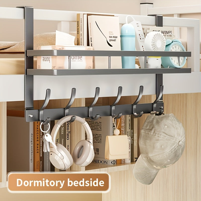 Over-the-Door Storage Rack with Hooks, Heavy-Duty Metal Organizer for Bedroom, Bathroom, Kitchen, and Closet Door, No Tools Required, 4 to 8 Hooks