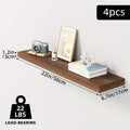 Floating Shelves 4-Pack - 22" Wall Shelves with Invisible Brackets for Bathroom, Living Room, Bedroom & Kitchen Decor - Walnut, Black, White & Light Brown