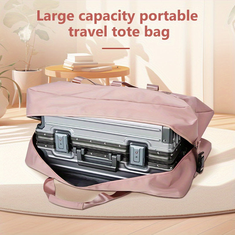 超大 17.7 加仑旅行托特包 – 便携式运动健身包，男女通用过夜及周末包 – 紫色、粉色加大号及黑色加大号