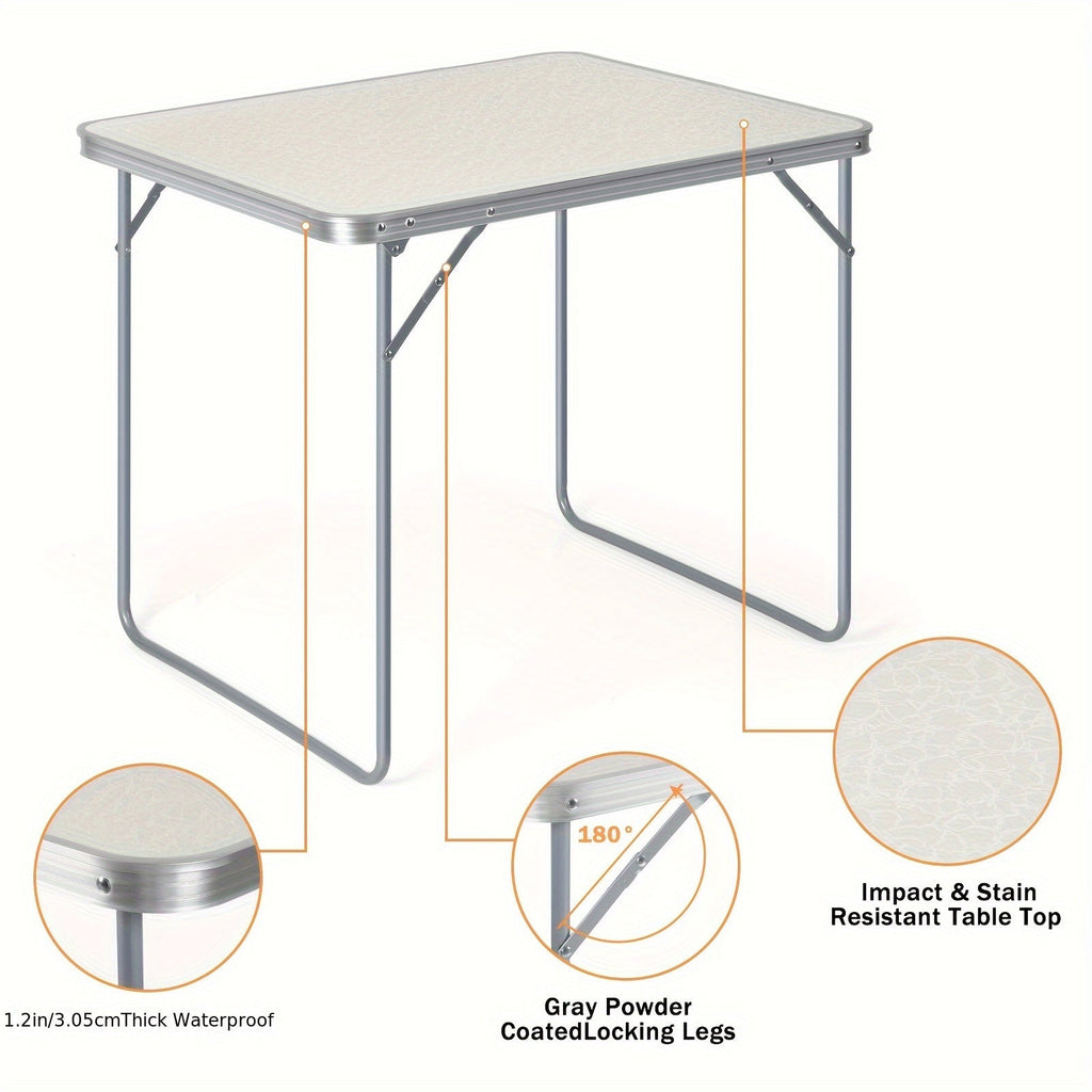 Foldable Portable Table - Lightweight Folding Table for Yard, Camping, Picnic & Family Gatherings - White