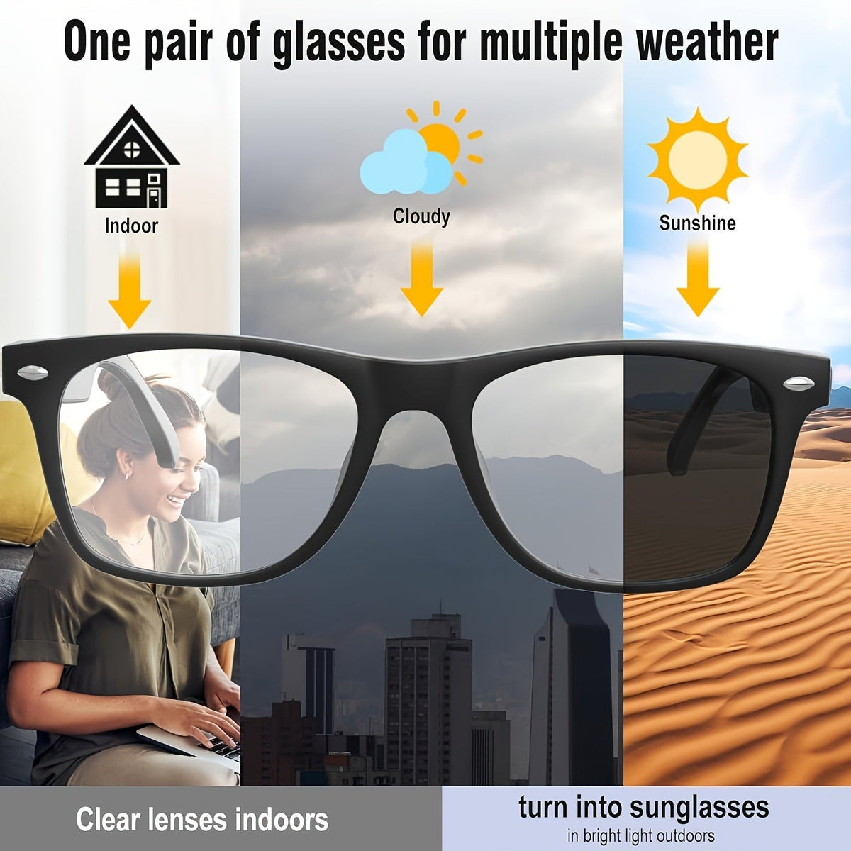 AI Smart Glasses with Camera or Audio – Real-Time Translation in 110+ Languages, HD Video Recording, AI Voice Control, Hi-Fi Music & Calling, Photochromic Lenses, Sports & Skiing Outdoor Wearable Tech