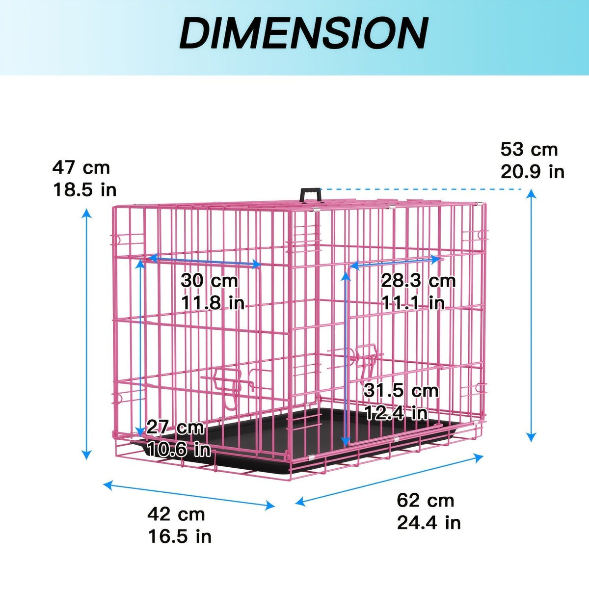 Foldable Metal Wire Dog Crate for Small Dogs & Rabbits – Adjustable Divider Panel, Leak-Proof Plastic Pan, Indoor Outdoor Pet Kennel for Chihuahuas, Toy Breeds, and Small Animals, Multiple Sizes