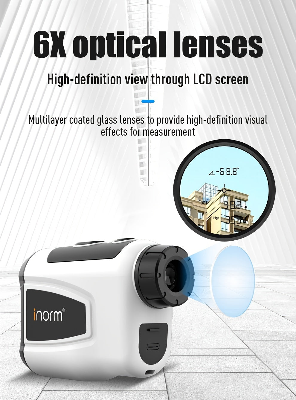 1200 Yard Laser Golf Rangefinder, 6X Magnification, Slope Switch, Pulse Vibration, Target Lock, Trajectory Compensation, Type-C Rechargeable for Golf and Hunting