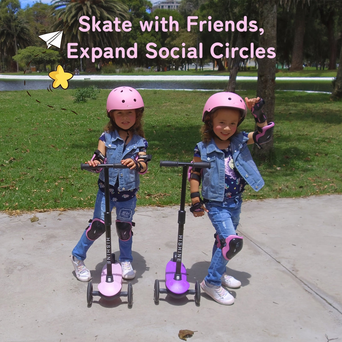 Kids 3-Wheel Scooter with Light-Up Wheels – Adjustable Height Lean-to-Steer Toddler Scooter for Ages 2-5, Front Brake & Double Suspension, Pink Blue Black Red