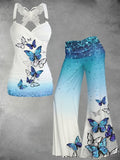 Women's Animal Print Cami Top and Pants 2-Piece Set V-Neck Casual Matching Lounge Outfit S M L XL XXL Multicolor