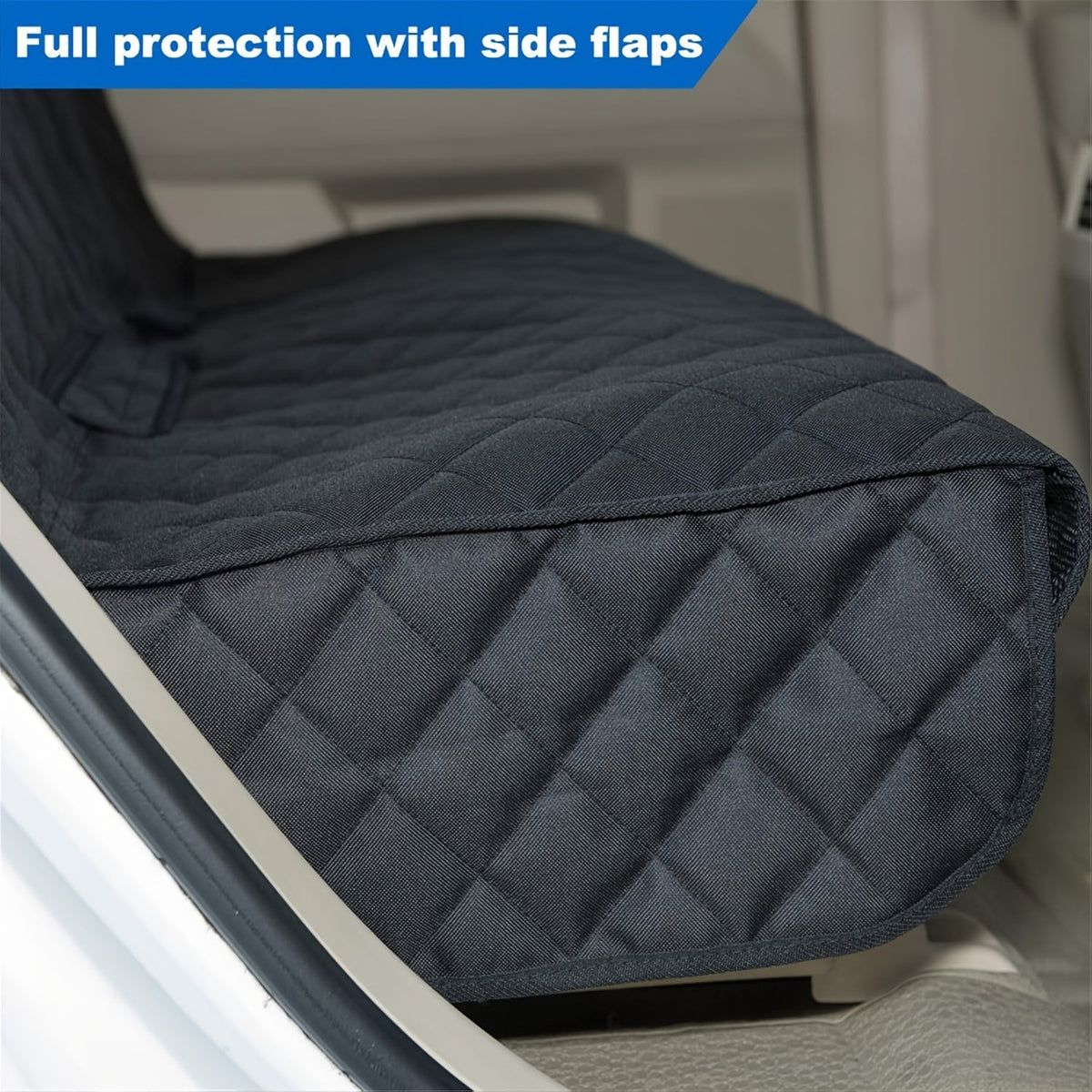 60/40 Split Bench Car Seat Cover for Cars, Trucks, and SUVs – Waterproof Rear Seat Protector for Pets & Kids, Easy-Clean 100% Polyester, Universal Fit, Black