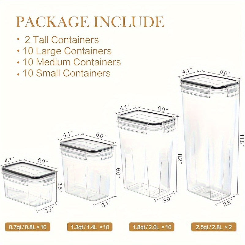 Airtight Food Storage Containers 64-Piece Set with Labels & Marker, BPA-Free Plastic Canisters with Lids for Kitchen Pantry Organization, Flour, Sugar, Cereal, and Dry Food Storage – 32 Containers + 32 Lids