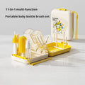 11-in-1 Multifunctional Baby Bottle Brush Cleaning Kit, Portable Travel Set with Nipple Brush, Foldable Stand & Draining Rack for Bottles, 5 Colors