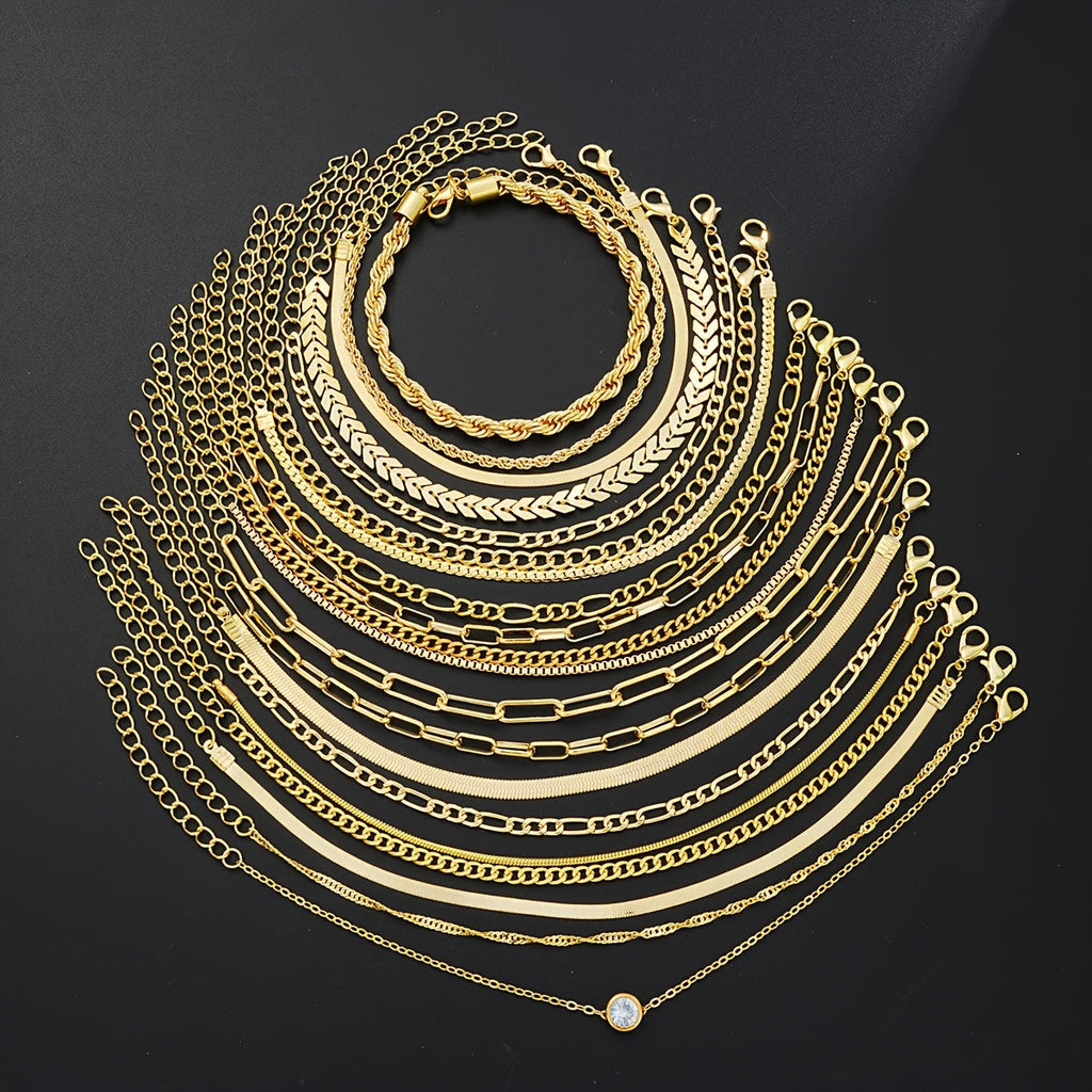 20-Piece Stackable Bracelet Set for Women – Boho Snake Chain Twisted Metal Geometric Layering Bangles, Vintage Chic Wrist Jewelry for Daily Wear, Parties, Vacations, and Dating, Holiday Gift for Her