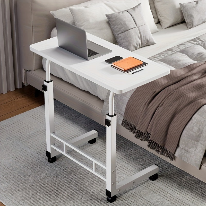 3-Tier Rolling Folding Desk with Wheels, Height-Adjustable and Expandable Desktop, Storage Shelf for Laptop, Study, Home Office, Bedroom, Living Room Computer Table
