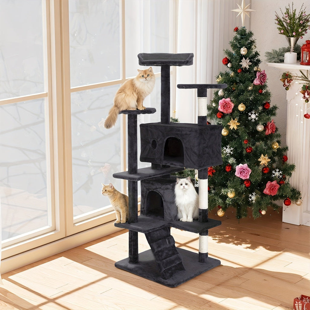 Multi-Level Cat Tree Tower with Scratching Post, Perches & Plush Apartments – Space-Saving Indoor Cat Climbing Frame & Activity Center, Heights 36–80 Inches, 6 Colors