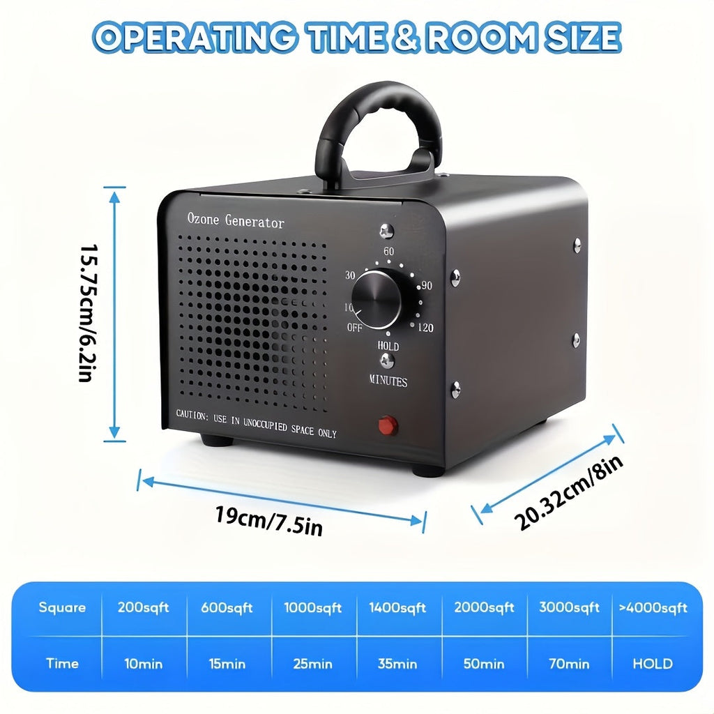 Commercial Ozone Generator - 36,000 mg/h O3 Ionizer Air Purifier & Deodorizer with Timer for Smoke, Pet, Cooking & Paint Odor Removal - Home, Office, Car, Basement & Pet Areas - Black