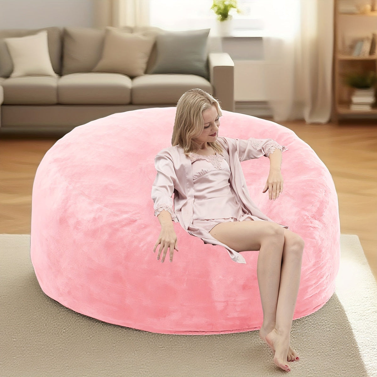 Giant Memory Foam Bean Bag Chair for Adults – Dutch Velvet Cover in 8 Colors & 3 Sizes (3ft 4ft 5ft) for Living Room Bedroom Lounge