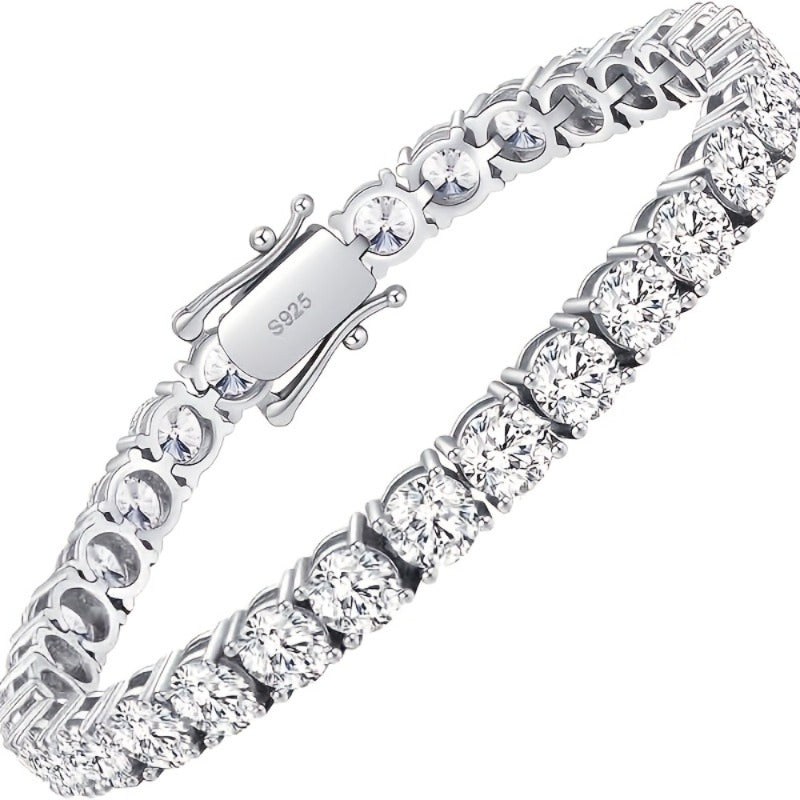 925 Sterling Silver Tennis Bracelet with Lab-Grown Cubic Zirconia – Round Cut, Unisex for Women & Men, 5 Sizes 6.5 to 8.5 Inches – Elegant Jewelry Gift