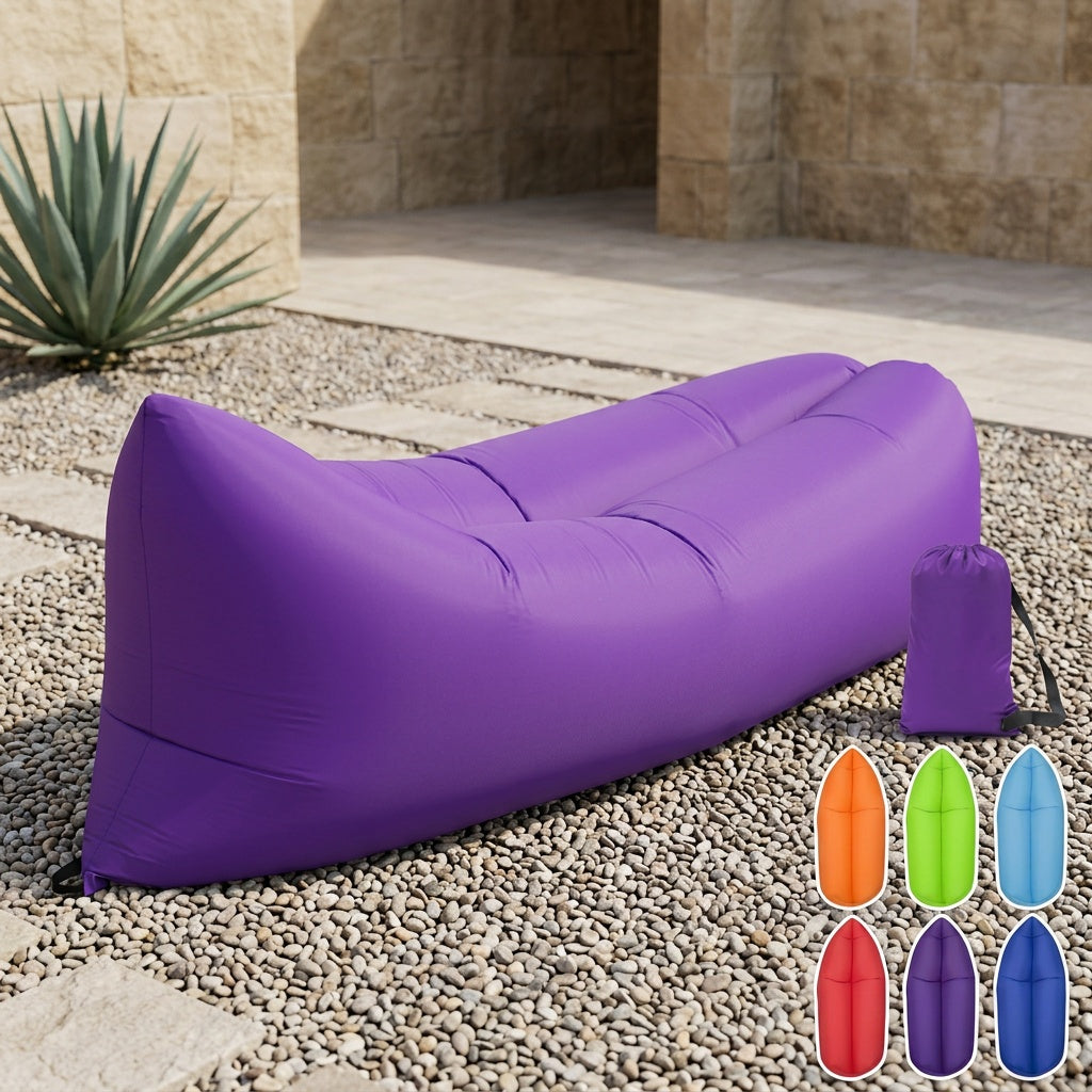 Foldable Inflatable Sofa Lounge Chair, Portable Lazy Air Sofa for Camping, Beach, Music Festivals, Outdoor Gatherings, Quick Inflation, for Adults, Purple, Blue, Green, Black, Red, Yellow, Orange