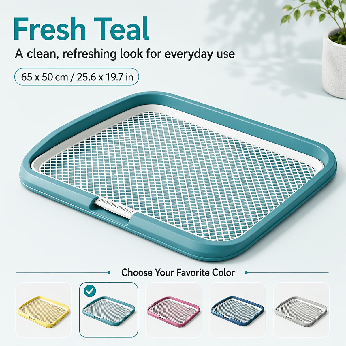 Dog Potty Tray Leak-Proof Indoor Puppy Toilet with Removable Grate, Washable Pee Pad Holder for Apartment Puppy Training, Pet Potty Station for Small to Medium Dogs