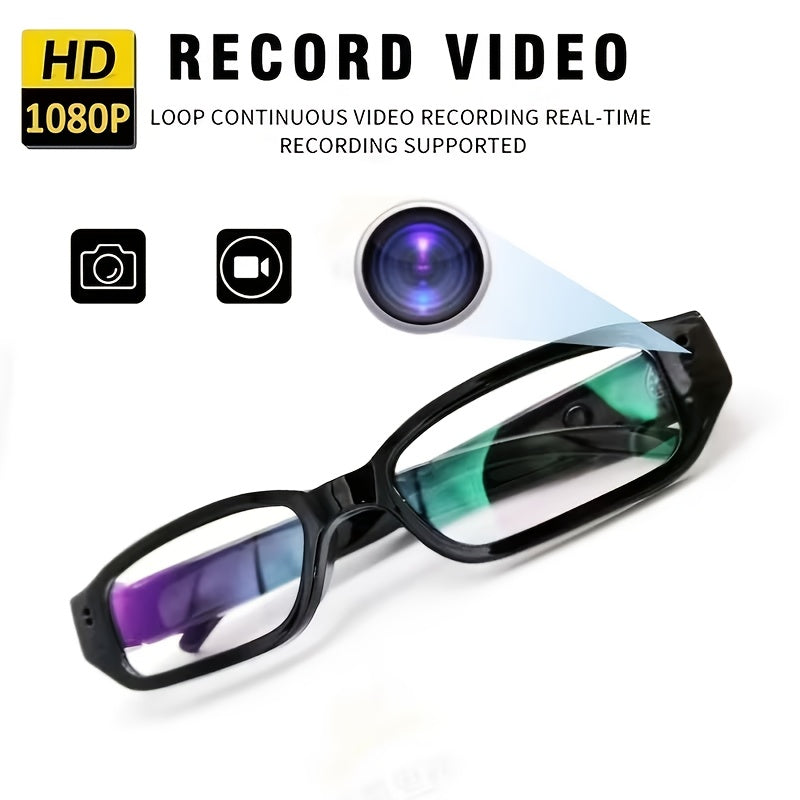 1080P HD Video Glasses Camera with TF Card Slot – Portable Digital Recorder, USB Powered, Plug and Play, for Sports, Outdoor Activities & Meetings, Includes 32GB TF Card