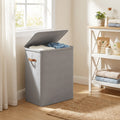 44.9 Gal Large Capacity Laundry Hamper with Lid & Handles Dual Removable Compartment Bags Fiberglass Rod Frame Easy Assembly – Dove Gray Ink Black Beige