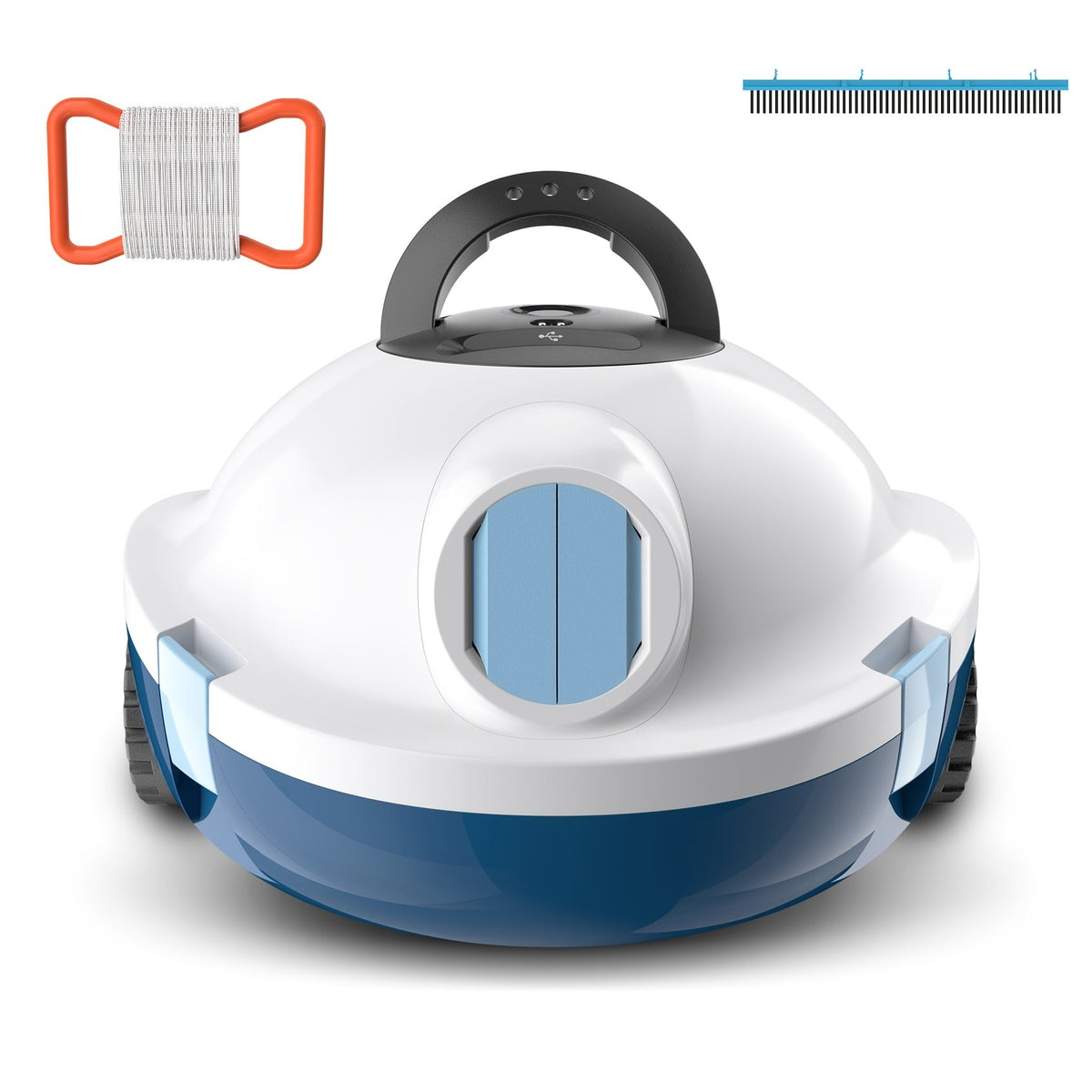 Cordless Robotic Pool Cleaner, 120-Minute Battery, IPX8 Waterproof, Powerful Suction, Covers 1100 Sq Ft, Tracking Rope Included, Auto Random Route Planning, for Flat-Bottom In-Ground & Above-Ground Pools