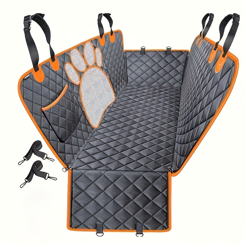 Dog Seat Cover Hammock – Heavy Duty Waterproof Scratch-Resistant Pet Rear Seat Cover for Cars, Trucks & SUVs, Anti-Slip Durable Soft Car Mat with Mesh Window, Dog Car Seat Cushion & Trunk Protector