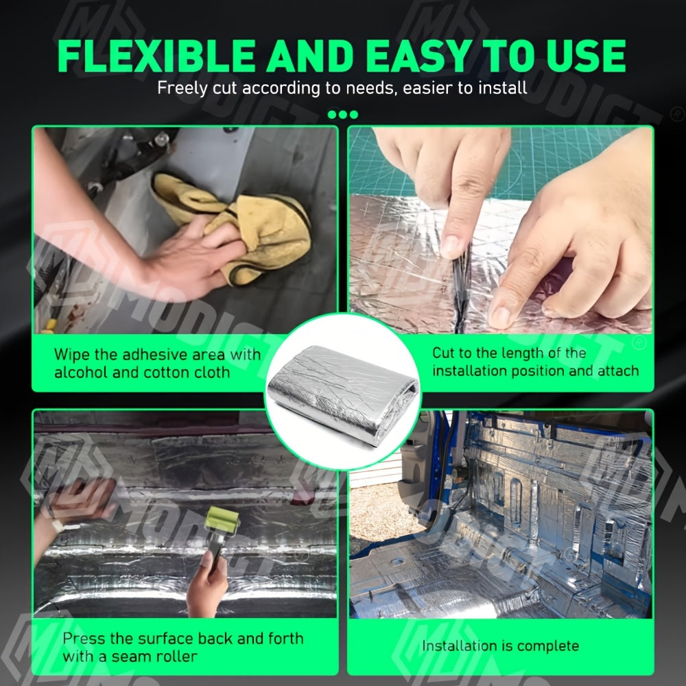 Car Sound Deadener & Heat Shield Mat 22/26 Sqft – Self-Adhesive Aluminum Foil Noise Reduction Insulation, Easy to Cut & Install for Floor, Door, and Trunk, Free Installation Tools Included