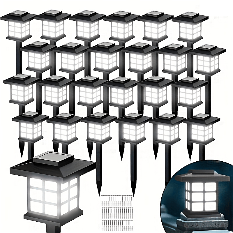Solar Outdoor Garden Lights 6/12/24 Pack IP44 Waterproof | Warm White & Colorful LED Landscape Pathway Lights for Yard, Courtyard, Patio, Holiday Decoration – Auto On/Off