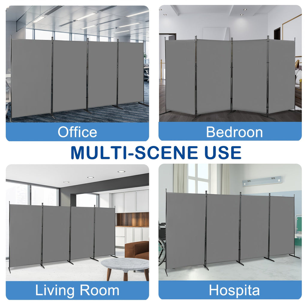 6FT 3-Panel Privacy Room Divider Screen – Foldable 160GSM Polyester Fabric Heavy Duty Carbon Steel Frame for Office Bedroom & Living Room in Black