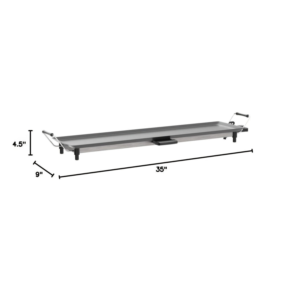 35-Inch Nonstick Electric Grill & Iron Plate BBQ Rack – Adjustable Temperature Drip Tray Long Countertop Grill for Indoor & Outdoor Pancake Baking with Luxury Gift Package
