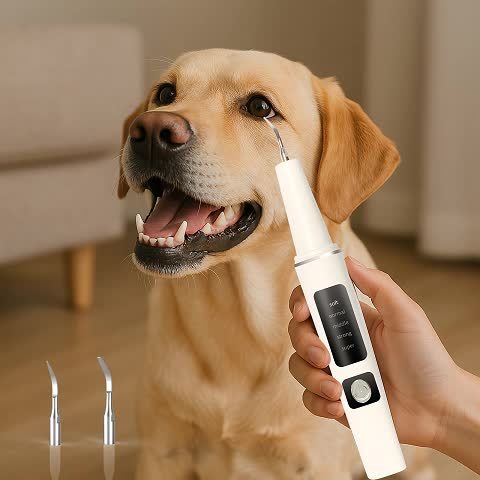 Electric Pet Teeth Cleaning Kit for Cats and Dogs, USB Rechargeable Tartar and Stain Remover with 4 Cleaning Heads and 5 Modes - Dental Care Tool for Pets