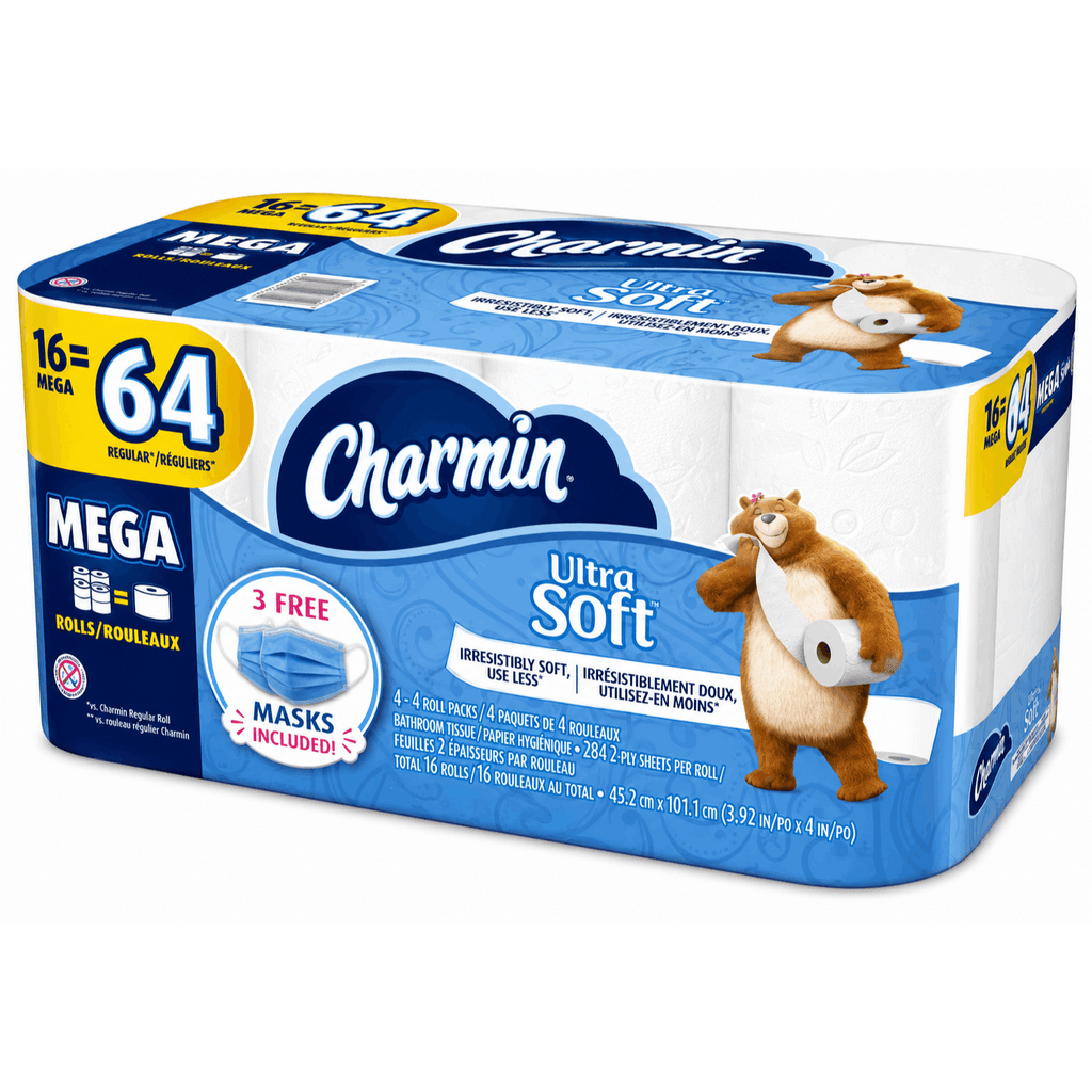Charmin Ultra Soft Mega Roll Toilet Paper - 16 Rolls Per Pack, Soft & Strong, Value Bulk Pack for Home Bathroom