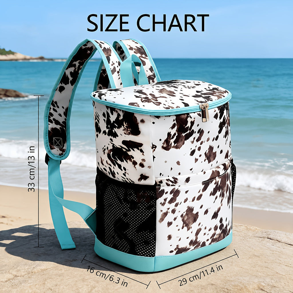 Insulated Cooler Backpack 30-Can Leopard Print with Mesh Pockets & Adjustable Straps - Leakproof Nylon Cooler Bag for Beach, Camping, Picnic, Hiking, Travel, and Daily Use
