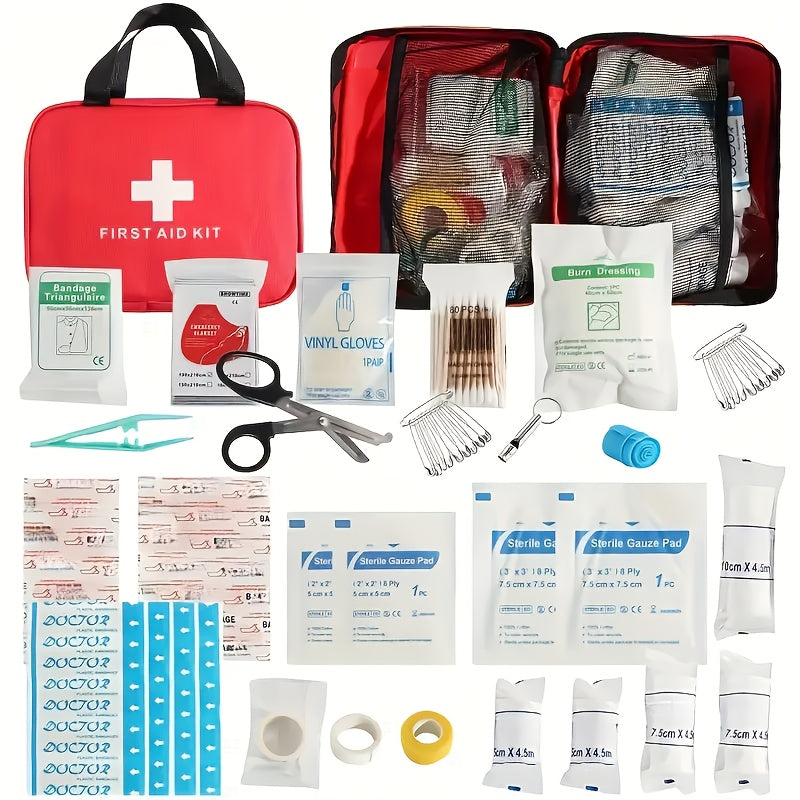 22-Piece Portable First Aid Kit for Car Travel, Camping, and Hiking; Compact Emergency Medical Rescue Kit for Home, Office, and Outdoor Adventures; Lightweight Zip Bag